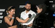 Bezbarwna Marta Linkiewicz próbuje zachęcić widzów do obejrzenia jej walki podczas konferencji Fame MMA 6: "Możemy się turlać, szarpać, DUSIĆ"