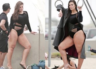 Modelka plus size pozuje na plaży w bieliźnie (ZDJĘCIA)