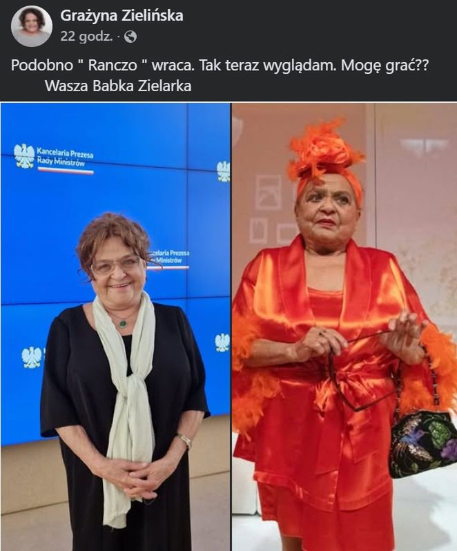 Wpis Grażyny Zielińskiej na Facebooku