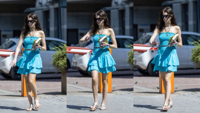 Roksana Węgiel mknie do samochodu z nietęgą miną w okularach za 1500 złotych