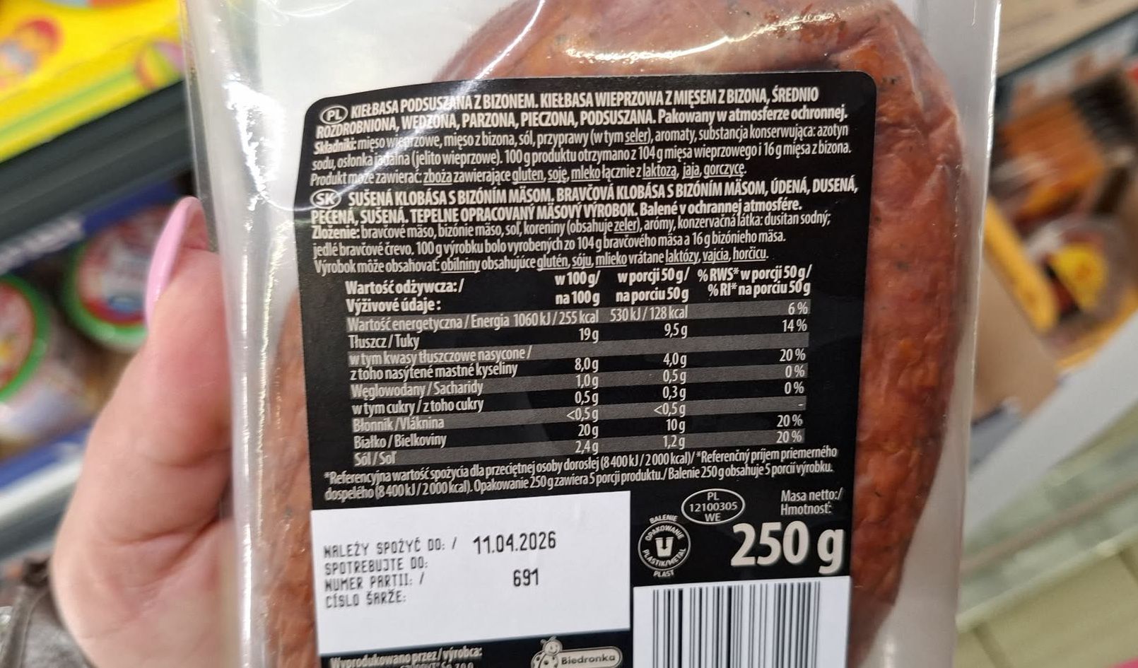 Skład wędliny z bizona