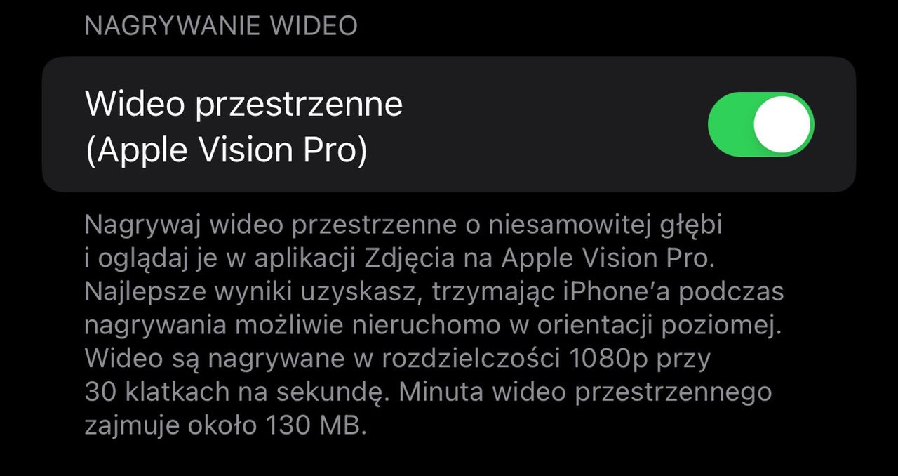 Nagrywanie 3D w iOS 17.2