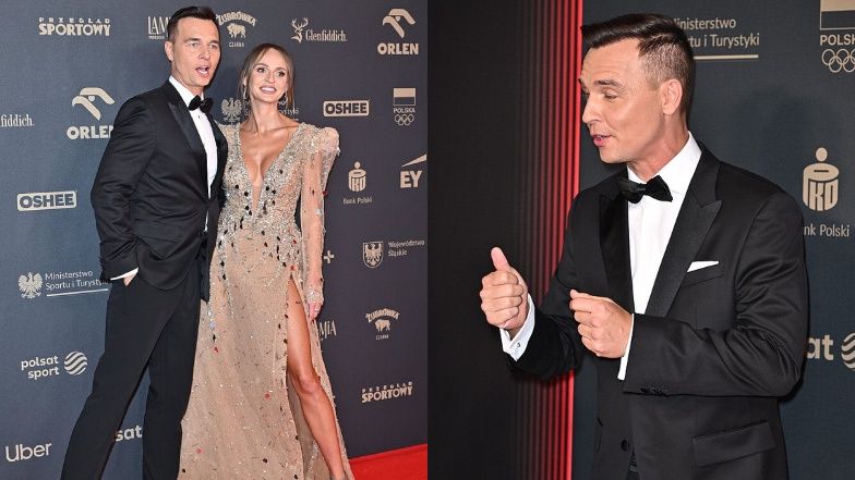 Jerzy Mielewski pozował na ściance w towarzystwie żony