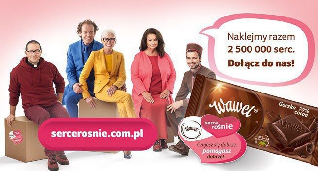 Ewa Błaszczyk, Anna Dymna, ks. Jacek Stryczek i Jan Mela w akcji „Serce rośnie” firmy Wawel (wideo)