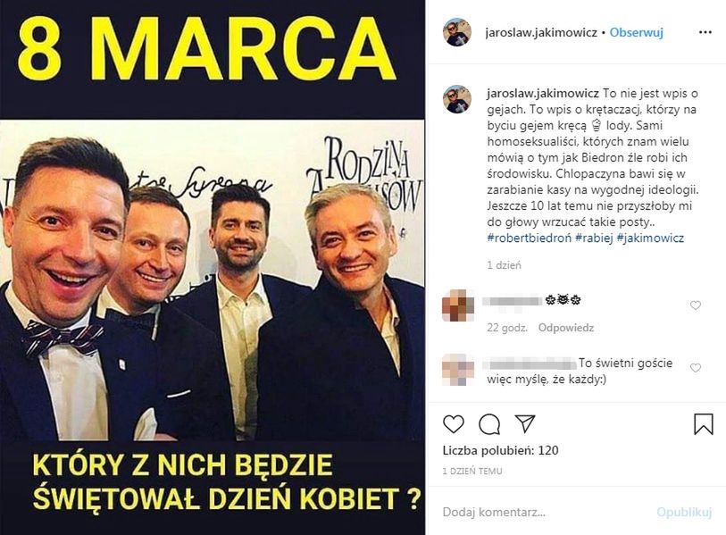 Post Jarosława Jakimowicza na Instagramie