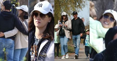 Objęci Paulina Krupińska i Sebastian Karpiel-Bułecka spacerują z dziećmi nad polskim morzem (ZDJĘCIA)