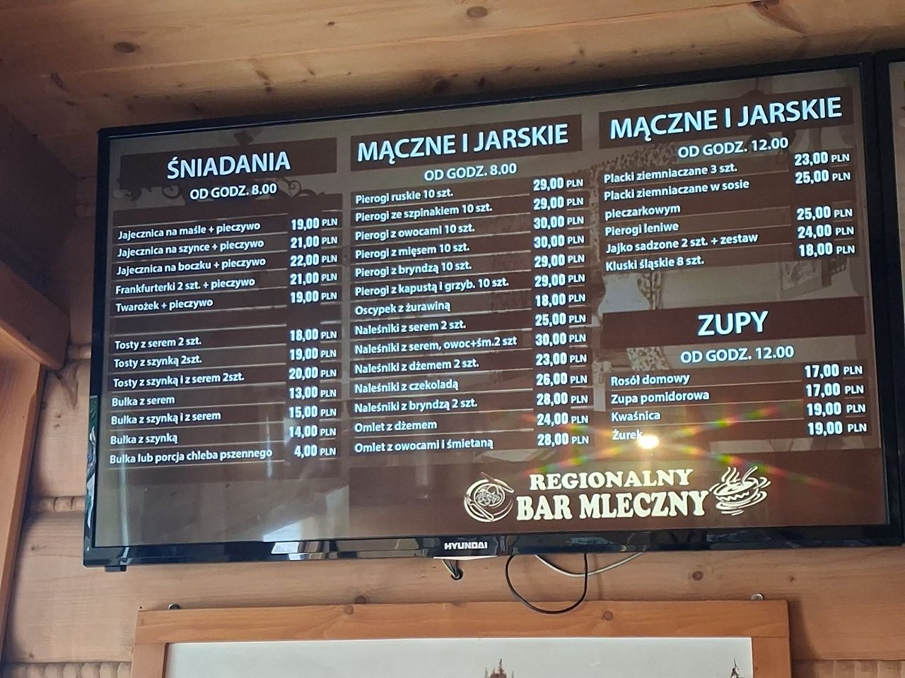 Menu w Regionalnym Barze Mlecznym