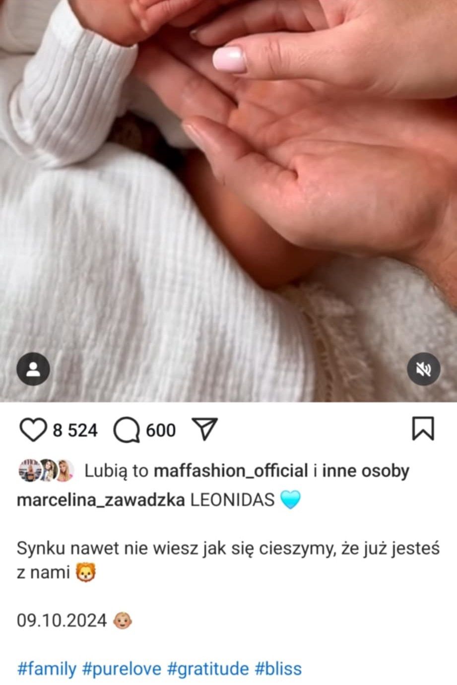Marcelina Zawadzka została mamą.