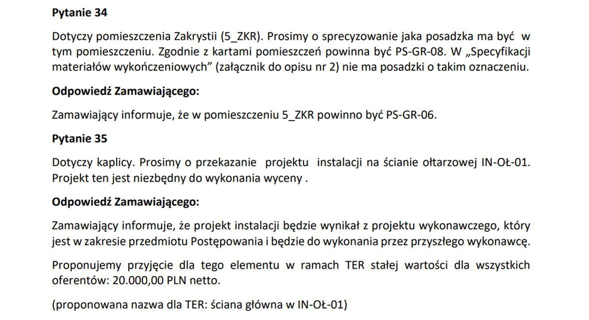 Odpowiedzi MPiT na pytania wykonawców do Specyfikacji Istotnych Warunków Zamówienia