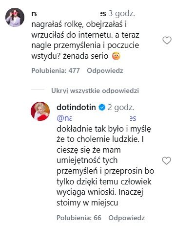 Komentarz Doroty Szelągowskiej na Instagramie