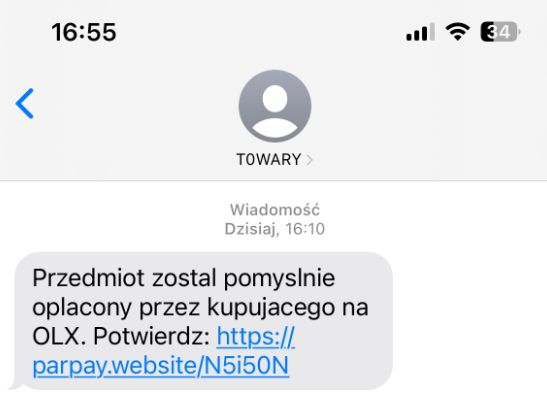 Fałszywa wiadomość SMS od czytelniczki