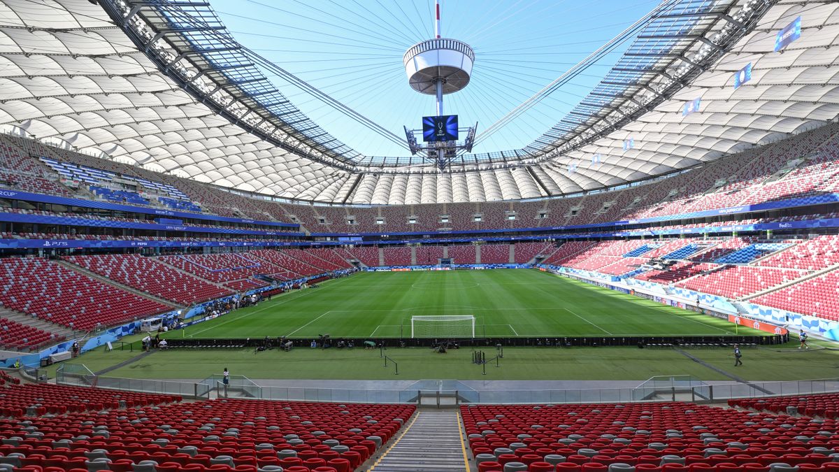 WARSAW - Overview of Stadion Narodowy during a training session ahead of the UEFA Super Cup between Real Madrid CF and Atalanta BC at Stadion Narodowy on August 13, 2024 in Warsaw, Poland. ANP | Hollandse Hoogte | GERRIT VAN KEULEN (Photo by ANP via Getty Images)
