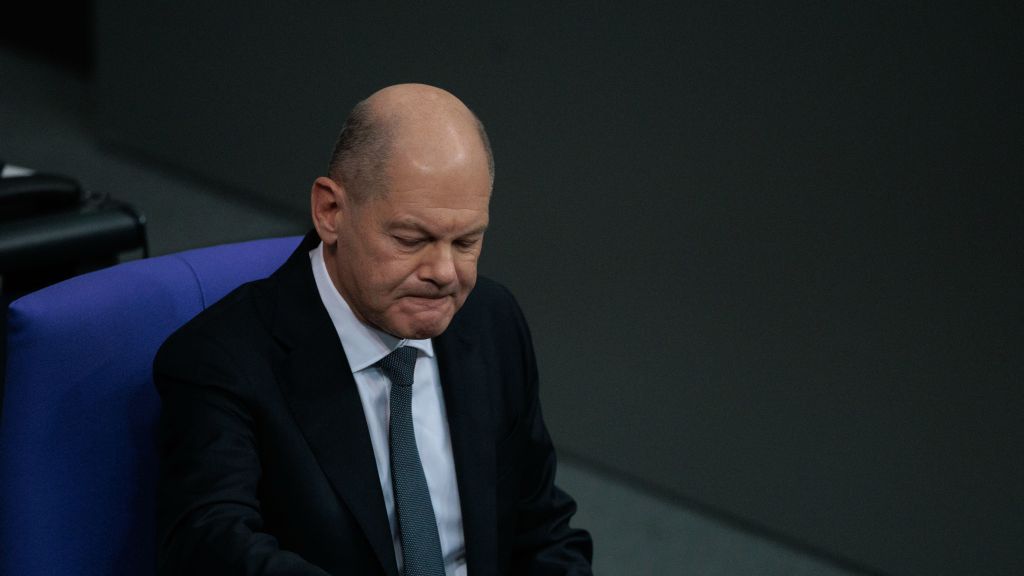 Scholz Submits To Confidence Vote In The Bundestag
BERLIN, GERMANY - DECEMBER 16: German Chancellor Olaf Scholz after his speach to face a vote of confidence at the Bundestag on December 16, 2024 in Berlin, Germany. Scholz requested the vote be held following the collapse of the three-party federal coalition in November. A majority of parliamentarians is expected to either abstain or vote no, which would trigger parliamentary elections, likely for February 23. (Photo by Carsten Koall/Getty Images)
Carsten Koall
