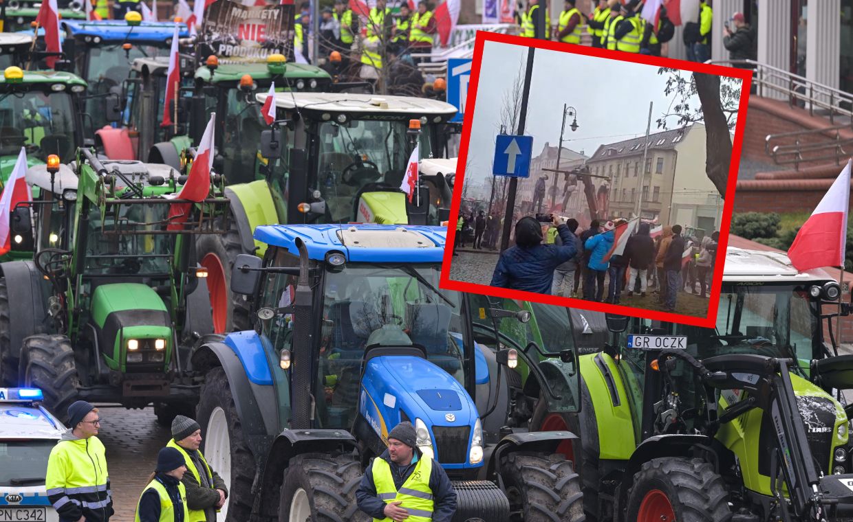 W Bydgoszczy rolnicy postawili szubienicę
