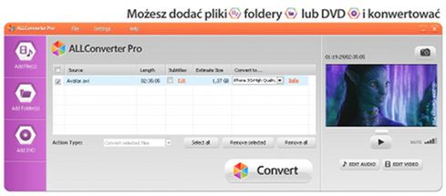 ALLConverter PRO - darmowy konwerter audio i wideo