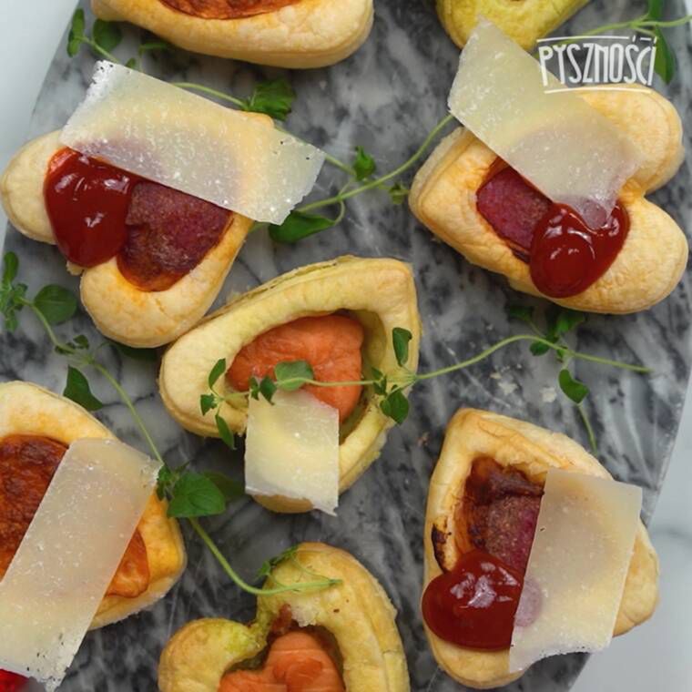 serduszka na walentynki z ciasta francuskiego