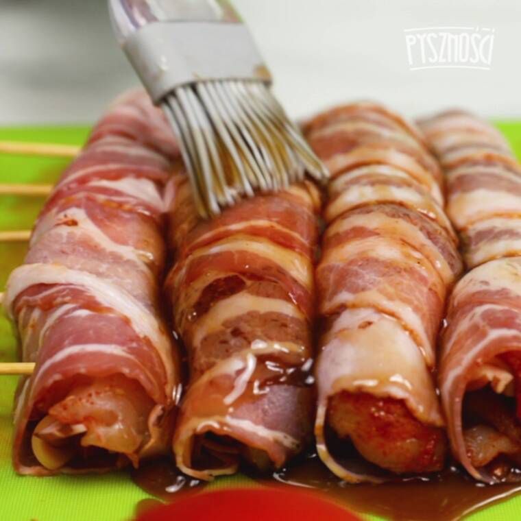 szaszłyki z kurczaka z boczkiem