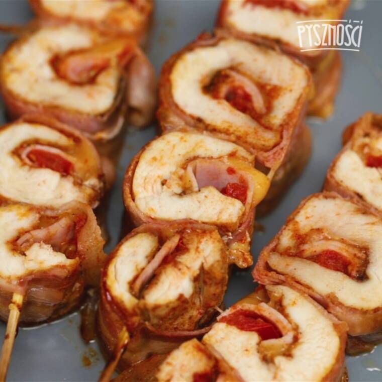szaszłyki z kurczaka z boczkiem