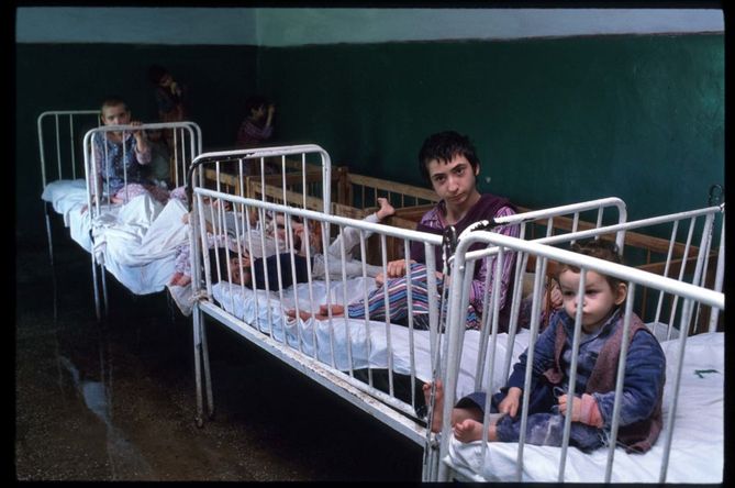 Children in an orphanage in Voltrici municipality, Romania