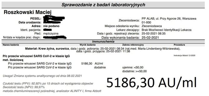 Po miesiącu od drugiej dawki przeciwciała wciąż są na bardzo wysokim poziomie