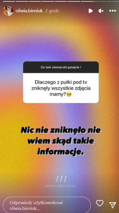 Oliwia Bieniuk reaguje na niewybredne pytanie