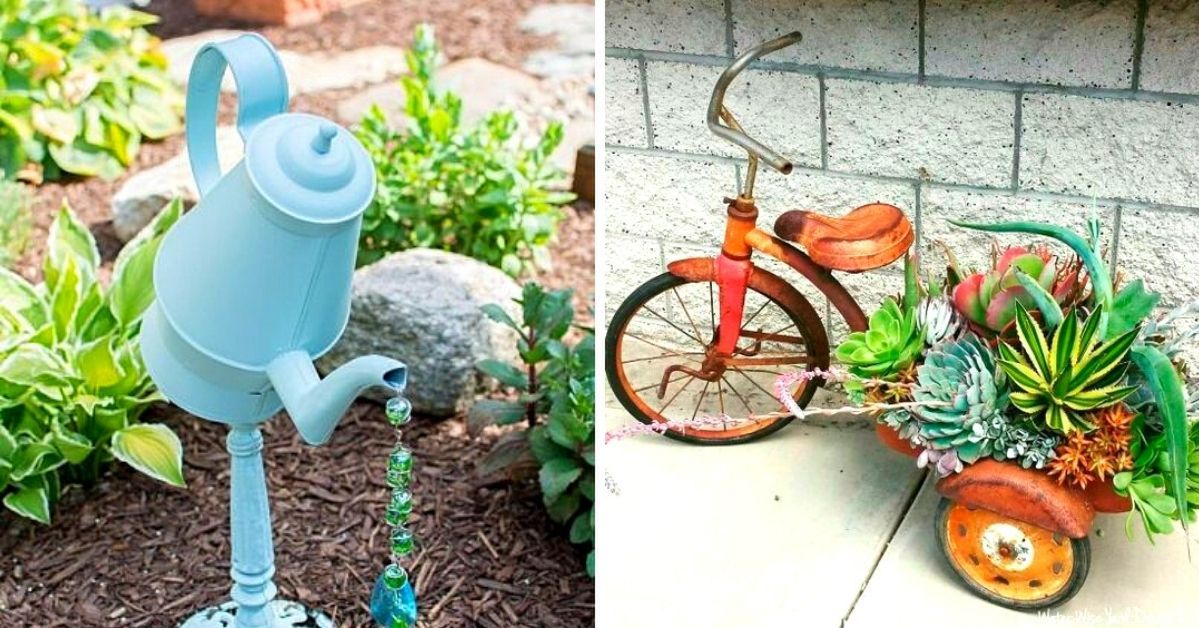 21 Creative Garden Decorations and Flower Stands Made of Items Cluttering Basements and Attics