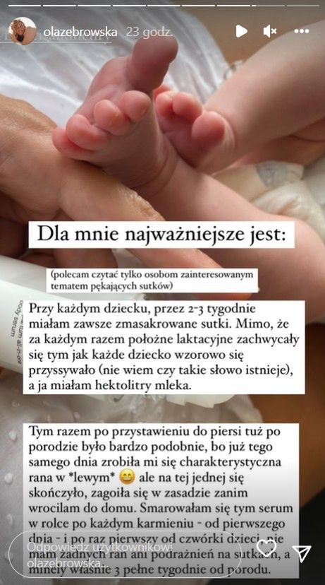 Ola Żebrowska o problemach z piersiami