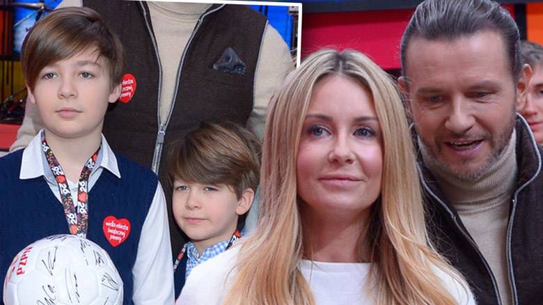 Małgorzata Rozenek z synami i Radosławem Majdanem na finale WOŚP