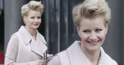 Małgorzata Kożuchowska w kremowym płaszczu w Dzień Dobry TVN. Torebkę dobrała pod kolor spodni