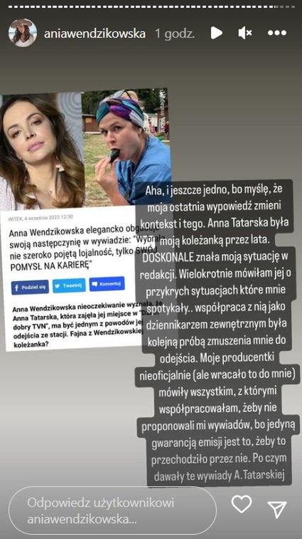 Anna Wendzikowska uderza w koleżankę z DDTVN