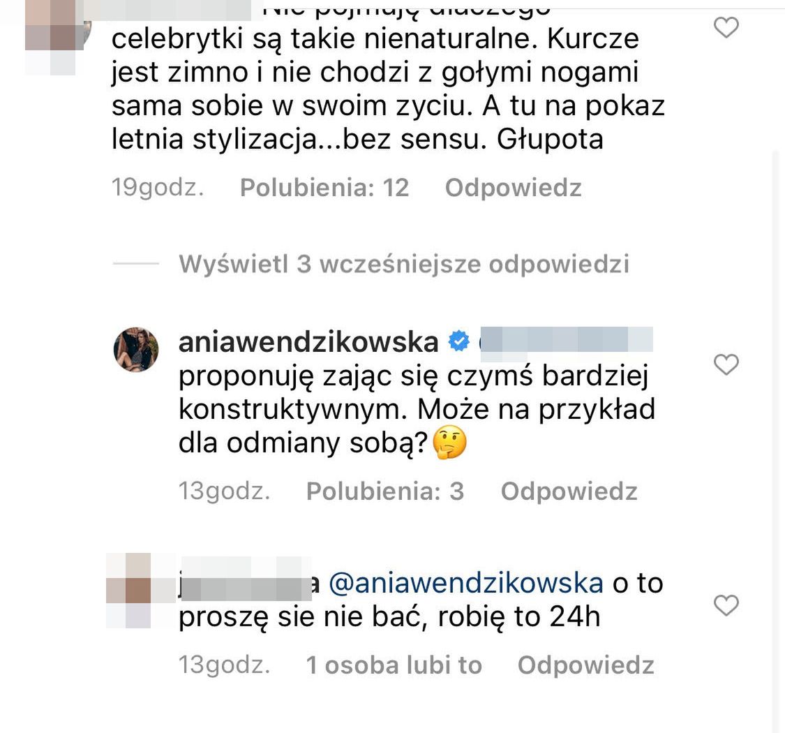 Anna Wendzikowska wdaje się w dyskusje z internautami
