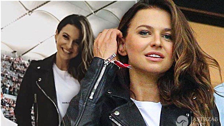 Anna Lewandowska na meczu Polska - Kazachstan