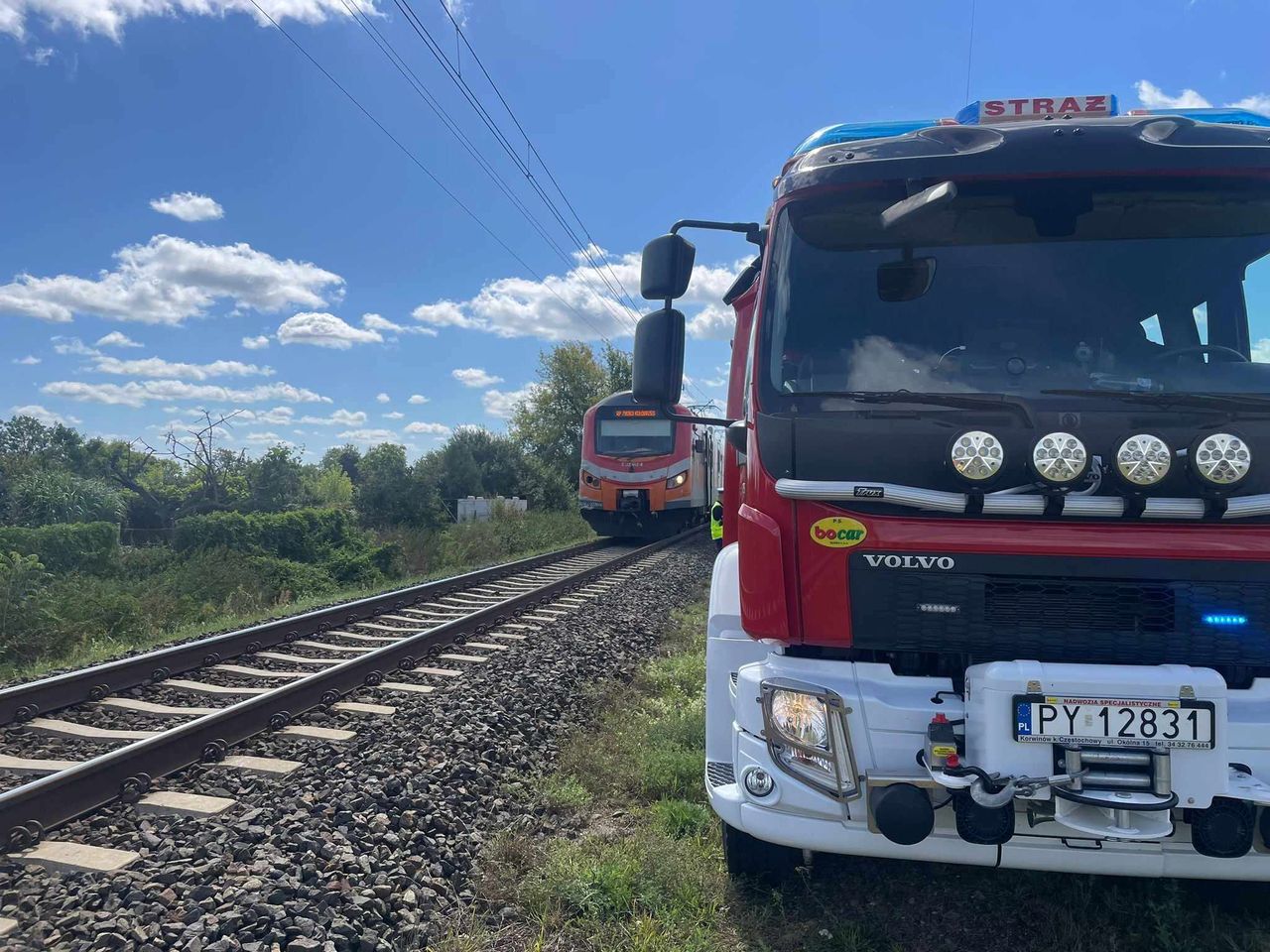 Zderzenie pociągu osobowego z samochodem typu bus