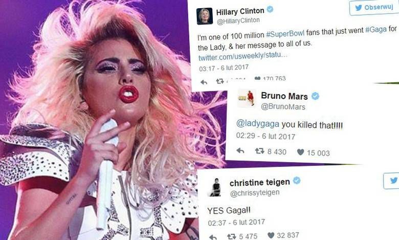 Gwiazdy komentują show Lady Gagi na Super Bowl! Wśród nich Katy Perry, Bruno Mars, Hillary Clinton...