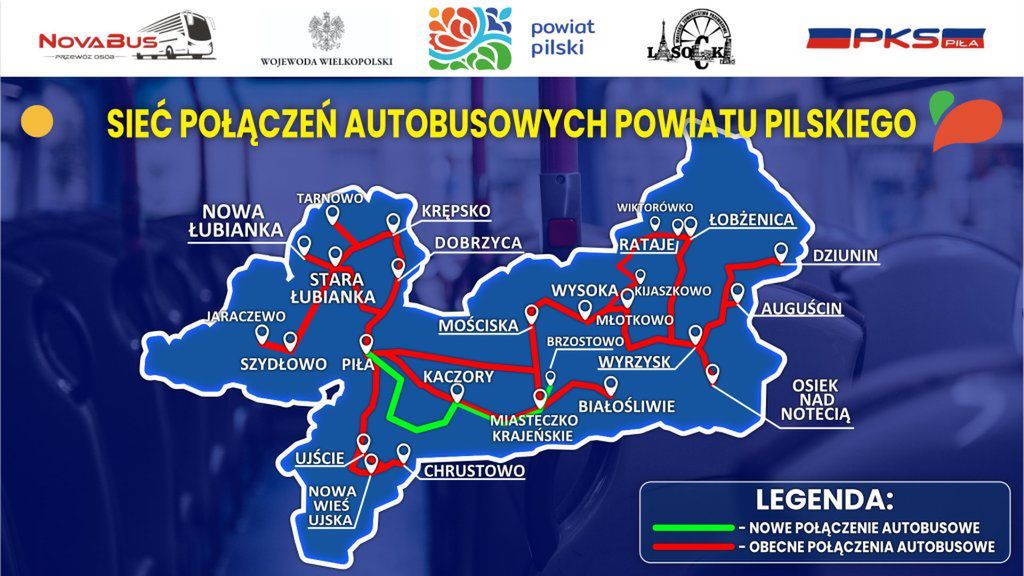 Połączenia autobusowe w 2024 r. w gminach powiatu pilskiego