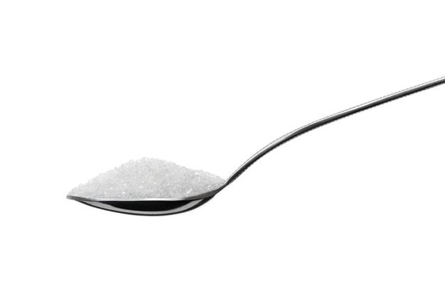 Teaspoon Full of Sugar Isolated on White Background
