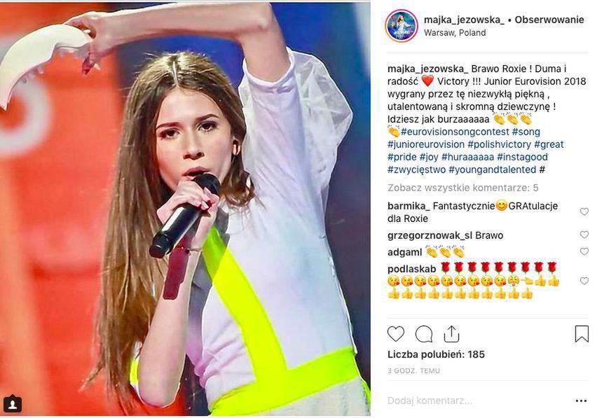 Majka Jeżowska gratuluje Roksanie Węgiel wygranej na Eurowizji Junior 2018