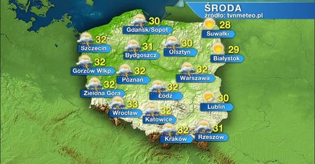 W środę tylko na wschodzie Polski będzie słonecznie. W pozostałej części kraju przelotny deszcz i burze
