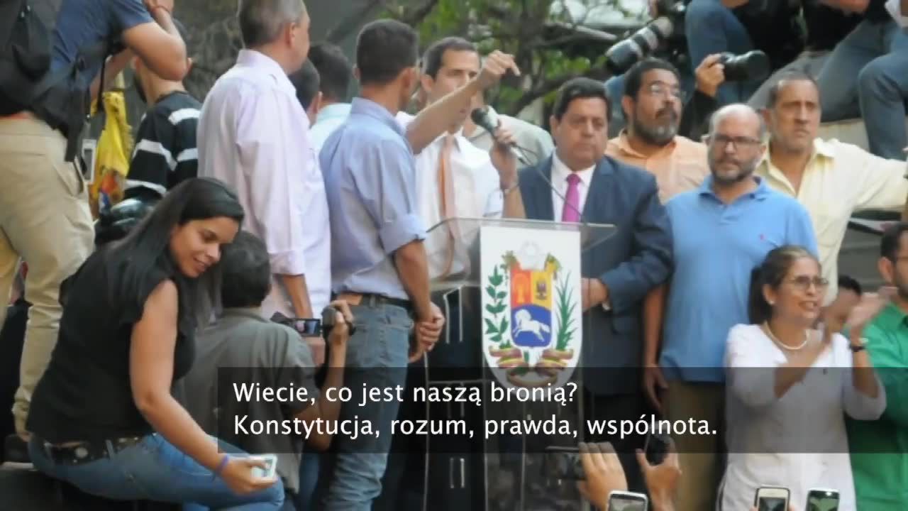 J. Guaido podczas wiecu w Caracas zapowiedział dalszą walkę o zmianę władzy w Wenezueli