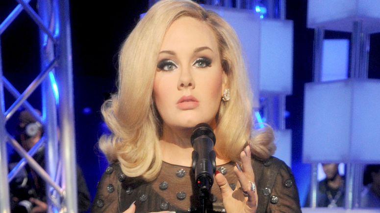 Adele wax figure is on display during the launch of an interactive music experience exhibition at Madame Tussauds in New York, February 19, 2014.