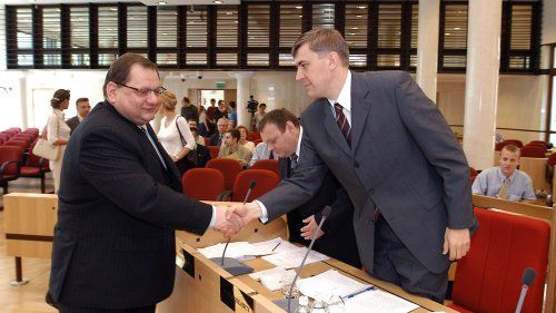 Ryszard Kalisz - przedstawiciel Sejmu i Roman Giertych - jeden z wnioskodawców przed Trybunałem Konstytucyjnym