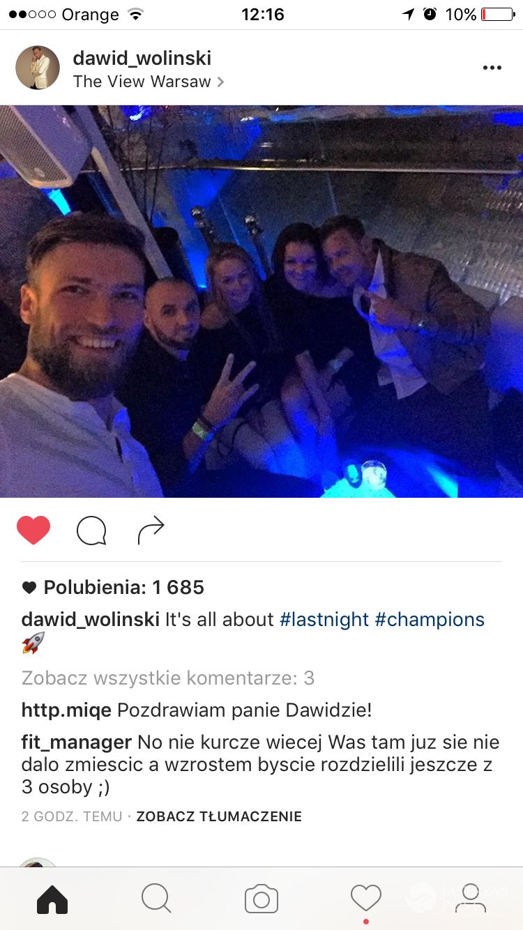 Andrzej Wrona, Marcin Gortat, Agnieszka Radwańska i Dawid Woliński na imprezie