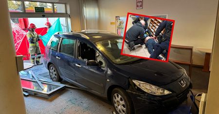 Pijany obcokrajowiec wjechał w posterunek. Wg policji zrobił to celowo