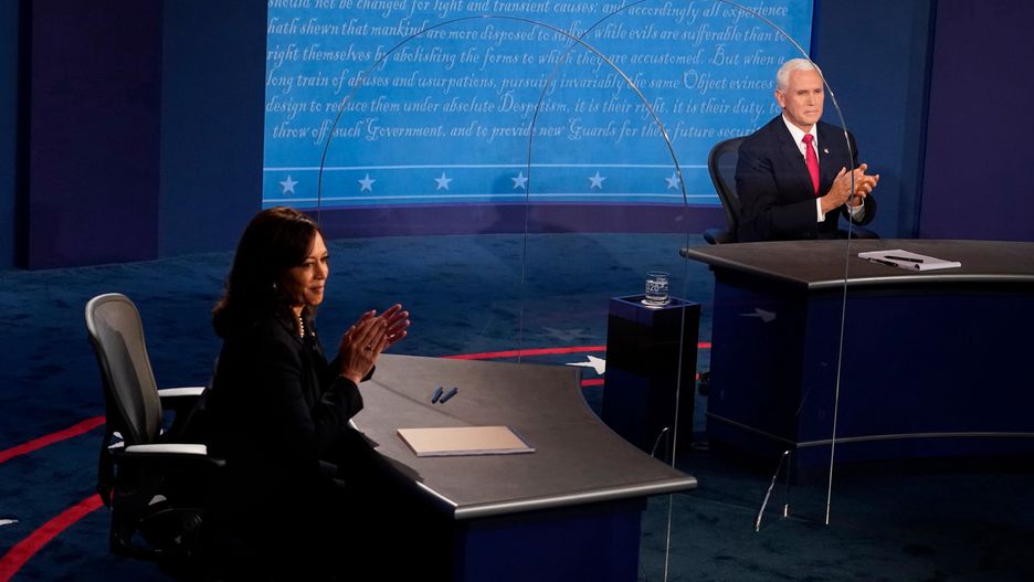USA. Debata wiceprezydentów: na zdjęciu Kamala Harris oraz Mike Pence