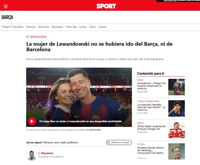 Hiszpańskie media o Annie Lewandowskiej