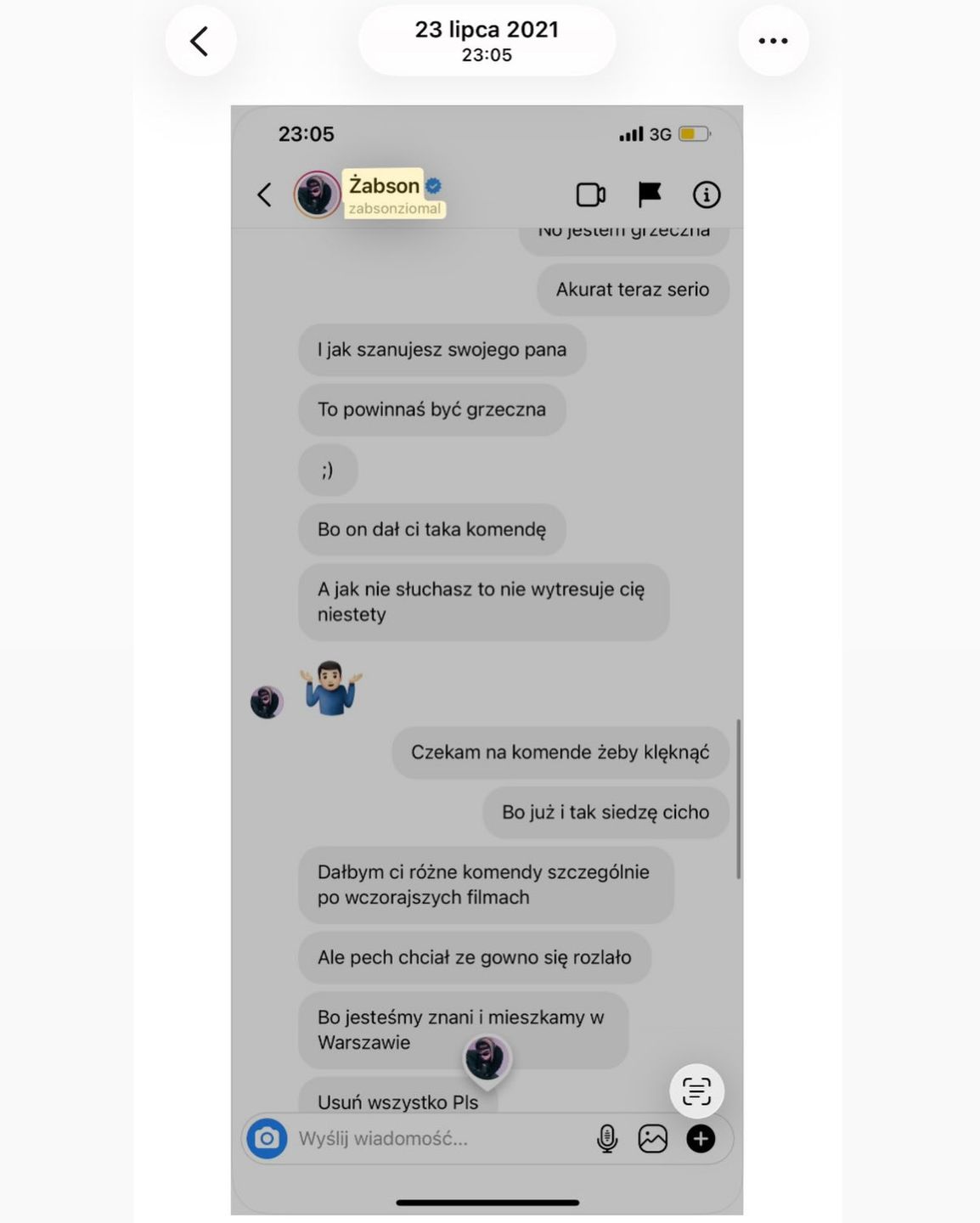 Screeny rozmów Fagaty z Żabsonem