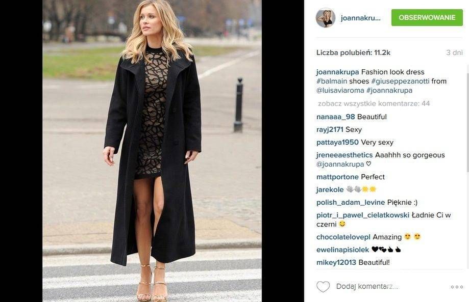 Joanna Krupa w sukience Balmain (fot. Instagram)
