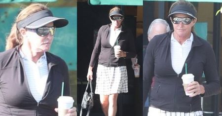 Zmęczona grą w tenisa Caitlyn Jenner idzie z kawą do auta (FOTO)