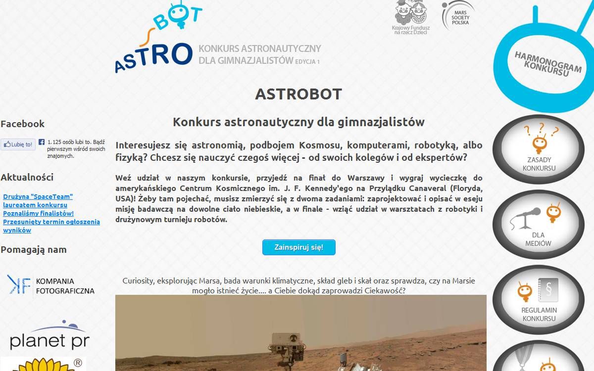 Strona konkursu ASTROBOT - www.astrobot.pl