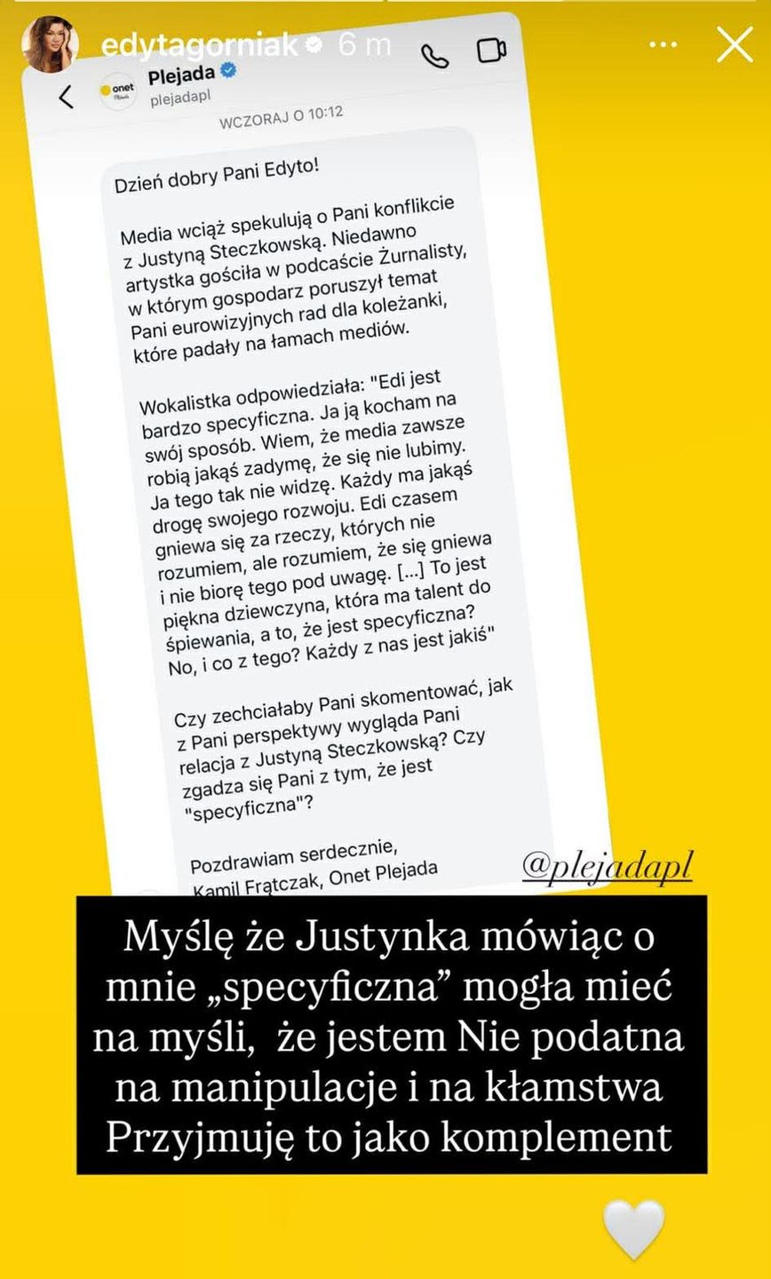 Edyta Górniak odpowiada Justynie Steczkowskiej